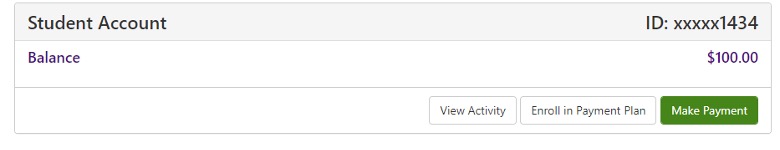 Student account balance box